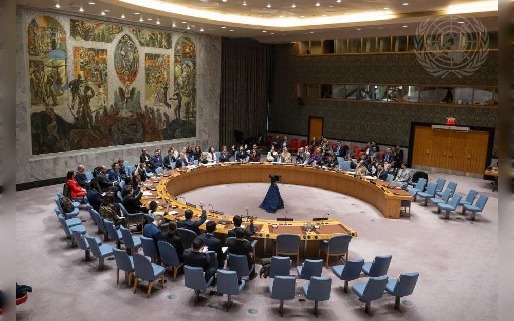 A wide view of the United Nations Security Council meeting on the situation in Cyprus.