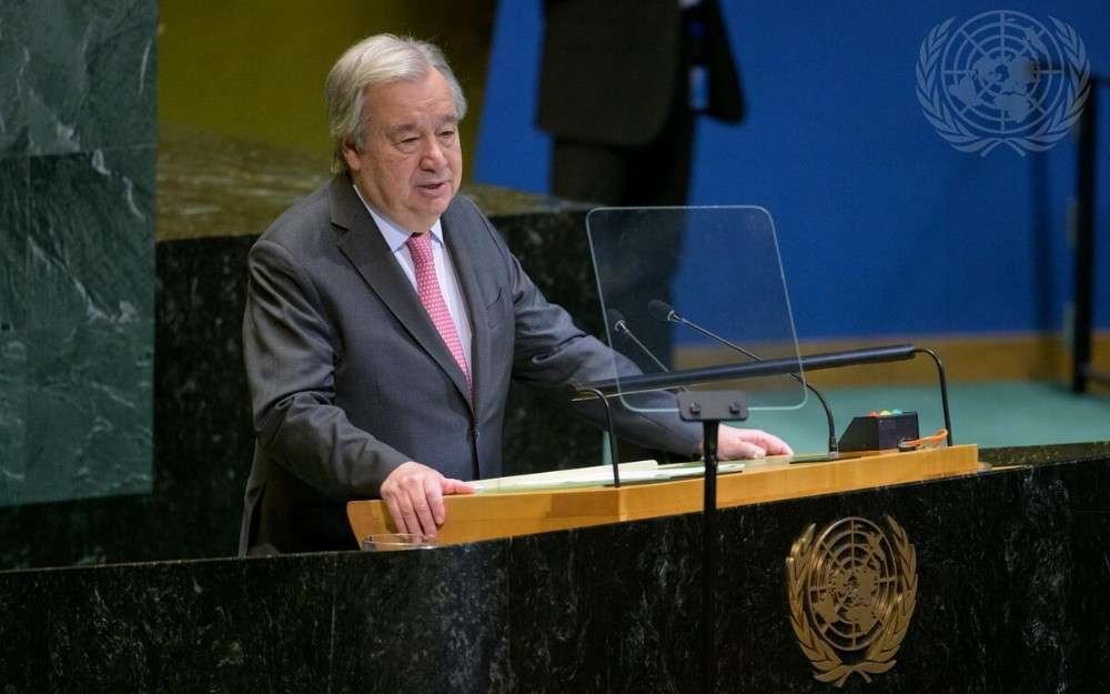 United Nations Secretary-General António Guterres addresses the 72nd plenary meeting of the General Assembly. The meeting held the election of the President of the General Assembly for the 80th Session