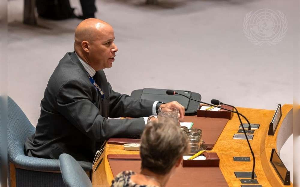 François Jackman, Permanent Representative of Barbados to the United Nations, addresses the UN Security Council meeting on the question concerning Haiti.