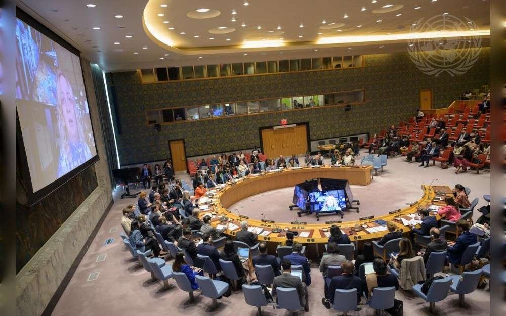 A wide view of the United Nations Security Council meeting on women and peace and security.