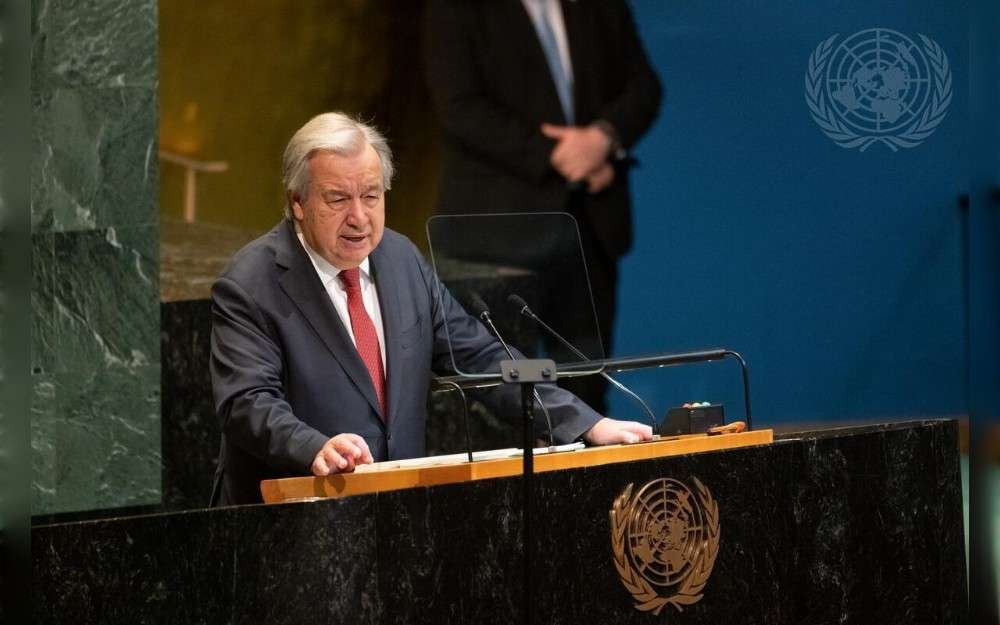 United Nations Secretary-General António Guterres briefs the General Assembly on the UN80 Initiative.
