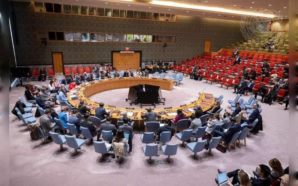 A wide view of the United Nations Security Council meeting on the situation in the Middle East (Yemen).