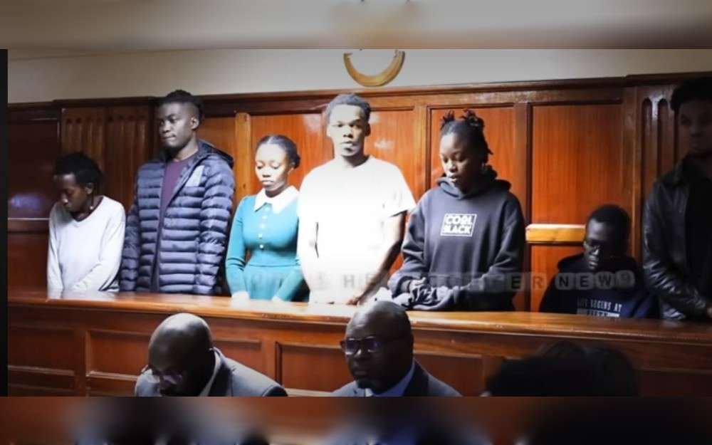 A woman surprised a Kenyan courthouse when she openly reprimanded her son seconds after he and six others were released.