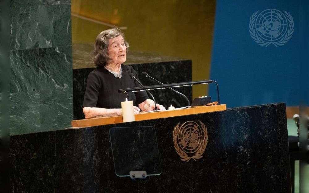 Evelyn Konrad, Holocaust survivor from Vienna addresses the United Nations Observance of International Day of Commemoration in memory of the victims of the Holocaust on the theme “Holocaust Remembrance” for Dignity and Human Rights 
