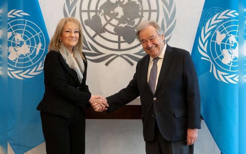 United Nations Secretary-General António Guterres meets with Carolina Cosse, Vice President of the Republic and President of the General Assembly and the Senate of the Oriental Republic of Uruguay