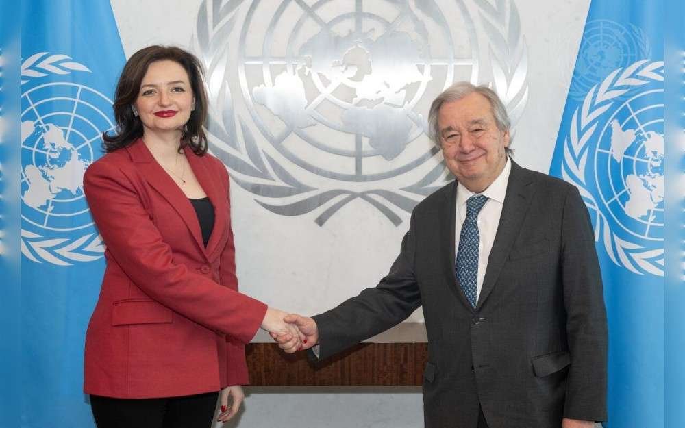 United Nations Secretary-General António Guterres meets with Mariana Betsa, Deputy Minister for Foreign Affairs of Ukraine.