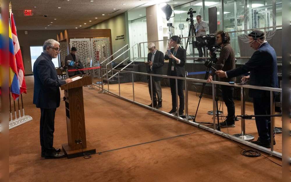 Amir Saeid Iravani, Permanent Representative of the Islamic Republic of Iran to the United Nations, briefs reporters on the situation in the Middle East.
