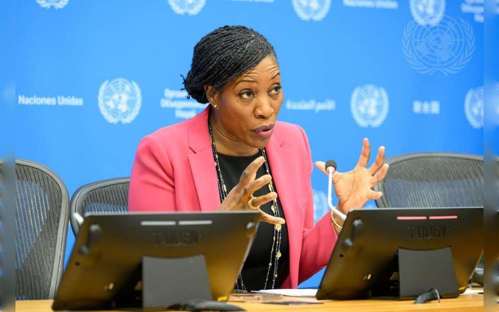 Edem Wosornu, Director of the Crisis Response Division in the Office for the Coordination of Humanitarian Affairs (OCHA), briefs reporters on humanitarian situation in Haiti.