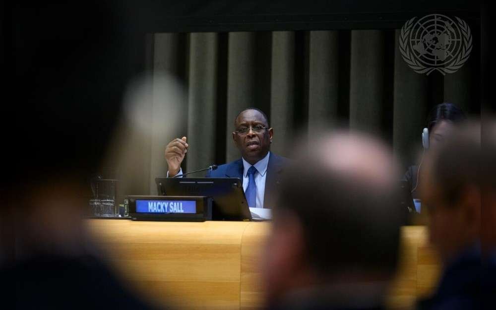An Informal Dialogue with the candidates for the position of the next United Nations Secretary-General is held at UN Headquarters.Macky Sall from Senegal, candidate for the position of the next Secretary-General speaks during the informal dialogue
