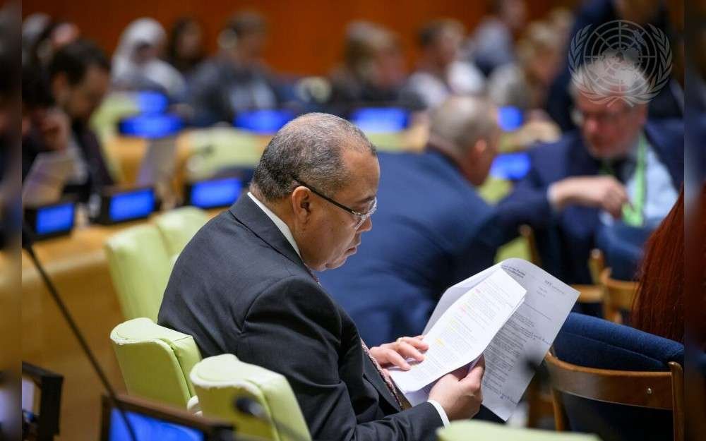 A  participant attends the Main Committee III of the 2026 Review Conference of the Parties to the Treaty on the Non-Proliferation of Nuclear Weapons (27 April-22 May) at UN Headquarters in New York