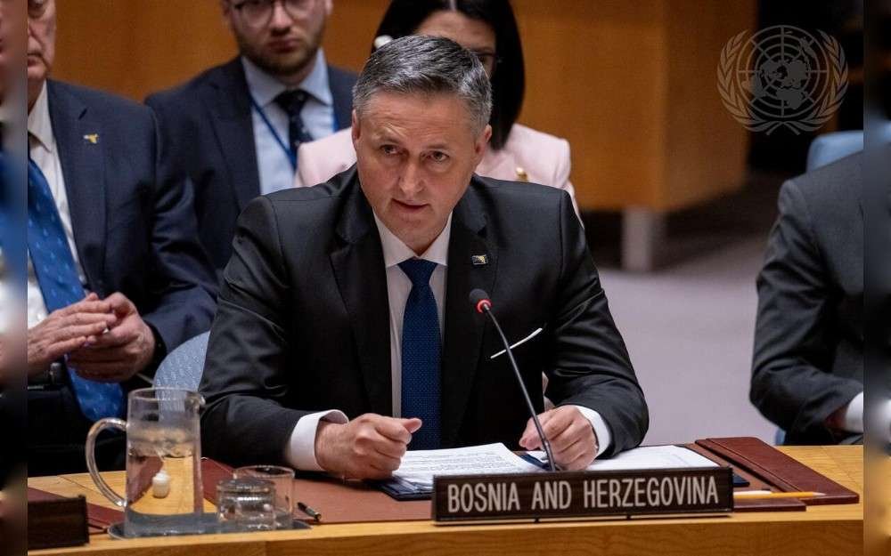 Denis Bećirović, Chairman of the Presidency of Bosnia and Herzegovina, addresses the United Nations Security Council meeting on the situation in Bosnia and Herzegovina.