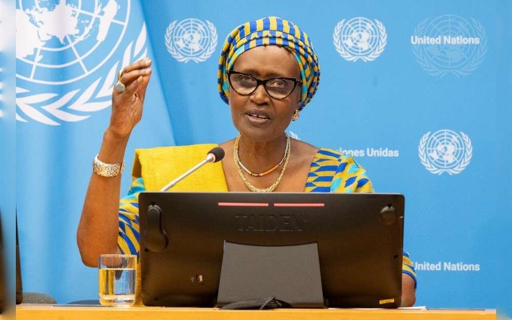 Winnie Byanyima, Executive Director of UNAIDS, briefs reporters on the Interactive Multi-Stakeholder Hearing for the 2026 High-level Meeting on HIV/AID. She was joined by Michael Ighadaro, Co-chair of Multi-stakeholder Task Force. 