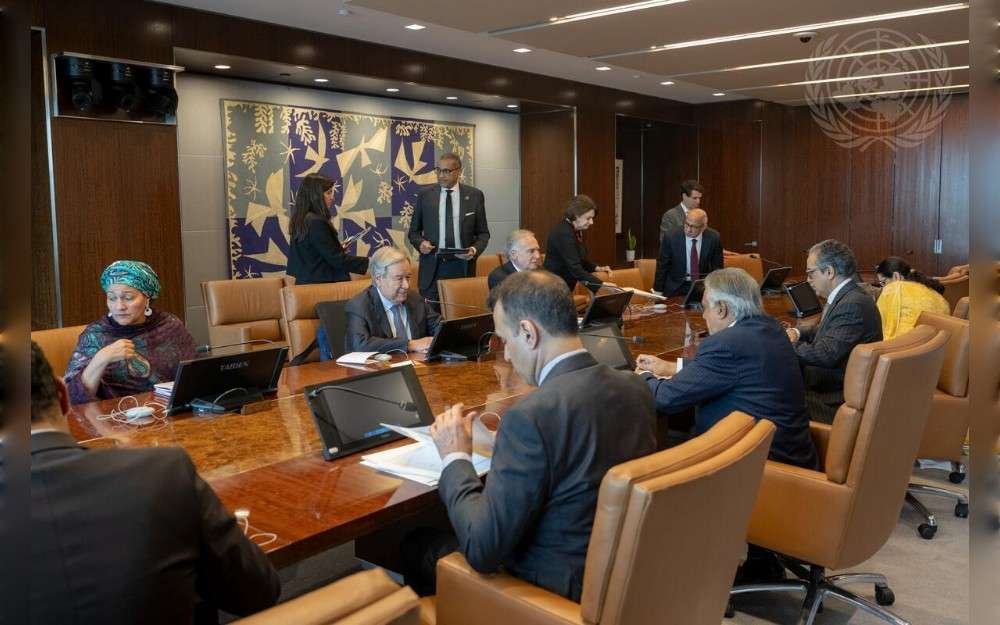 United Nations Secretary-General António Guterres meets with Mohammad Ishaq Dar, Deputy Prime Minister and Minister for Foreign Affairs of the Islamic Republic of Pakistan.