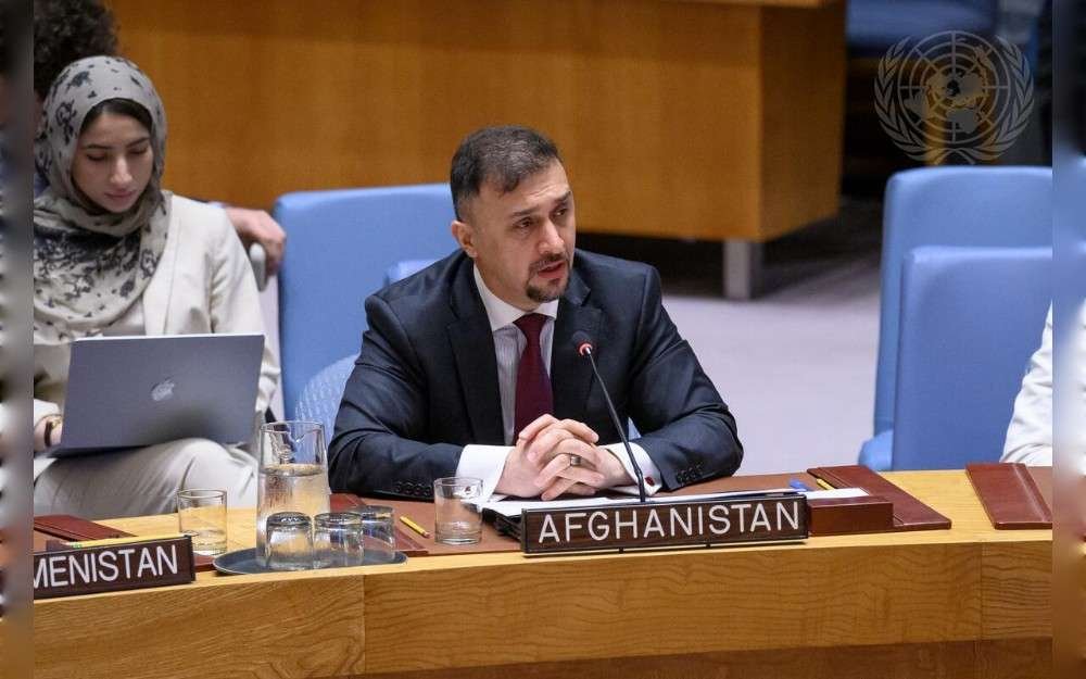 Naseer Ahmed Faiq, Charge d’Affaires of the Permanent Mission of Afghanistan to the United Nations, addresses the UN Security Council meeting on the situation in Afghanistan.