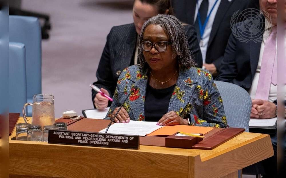Martha Ama Akyaa Pobee, Assistant Secretary-General of the Departments of Political and Peacebuilding Affairs and Peace Operations, briefs the United Nations Security Council meeting on the Central African region.