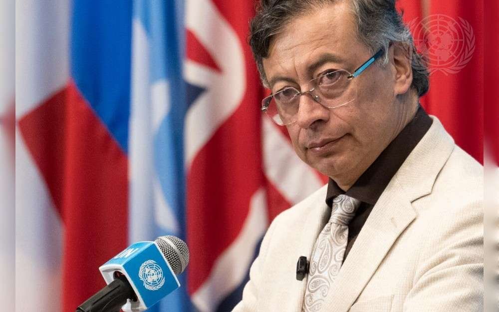 Gustavo Petro Urrego, President of the Republic of Colombia and President of the United Nations Security Council for the month of June, briefs reporters after chairing the Security Council meeting on advancing political solutions in the Middle East: mediation and dialogue for a lasting peace, under the agenda item maintainance of international peace and security.