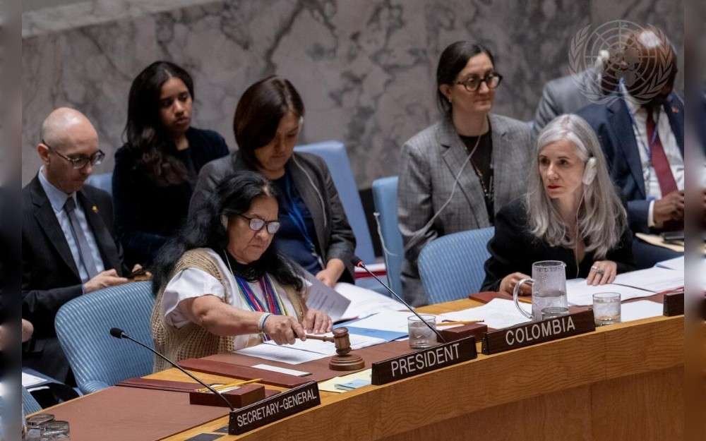 Leonor Zalabata Torres, Permanent Representative of Colombia to the United Nations and President of the UN Security Council for the month of June, chairs the meeting on the situation in Afghanistan.