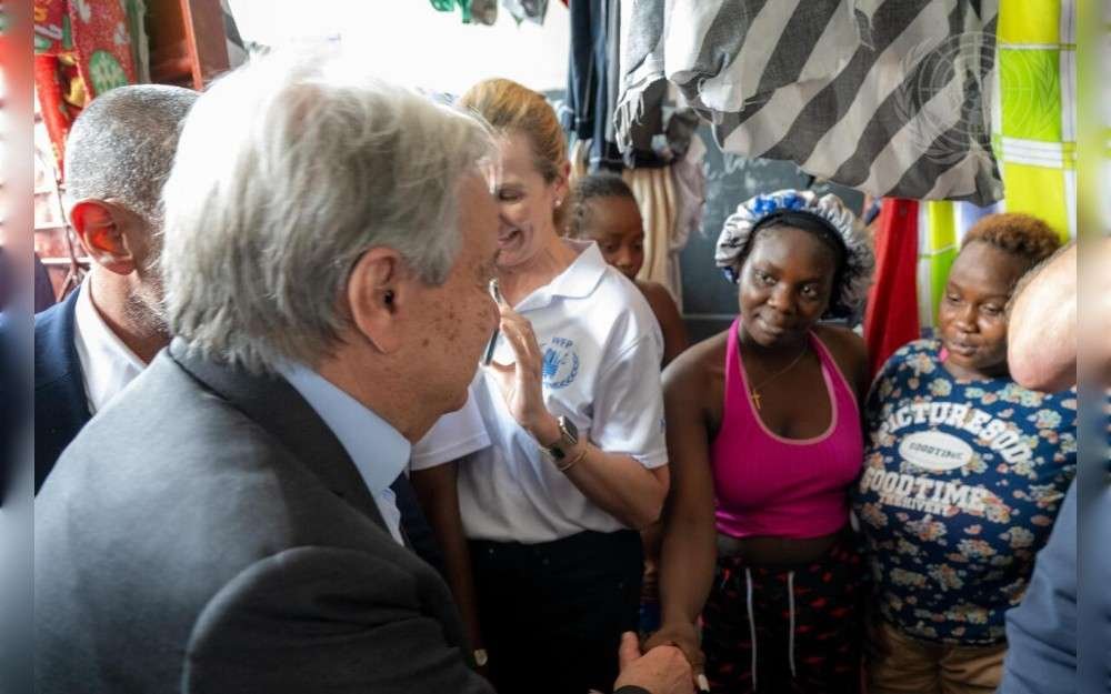 United Nations Secretary-General António Guterres visits Camp Vertières in Port-au-Prince, Haiti.