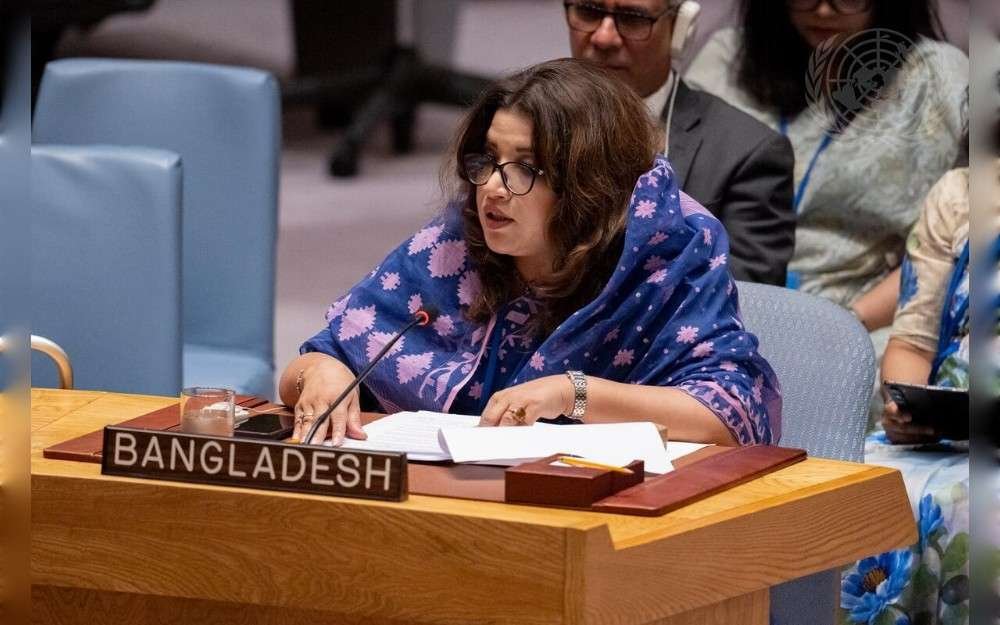 Shama Obaed Islam, State Minister for Foreign Affairs of Bangladesh, addresses the United Nations Security Council meeting on “Peace is decided with women: emerging from conflict by enhancing their participation” under agenda item Women and peace and security.
