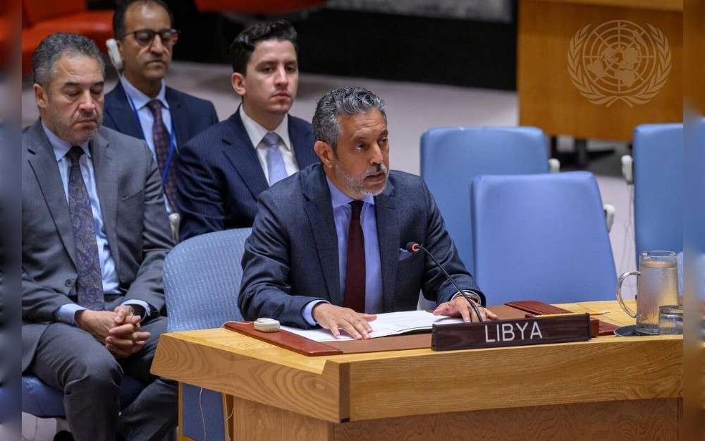 Taher M. El-Sonni, Permanent Representative of the State of Libya to the United Nations, addresses the UN Security Council meeting on the situation in Libya.