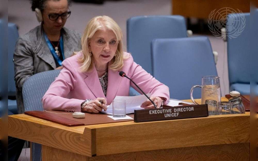 Catherine Russell, Executive Director of the United Nations Children’s Fund (UNICEF), briefs the UN Security Council meeting on the situation in the Central African Republic.