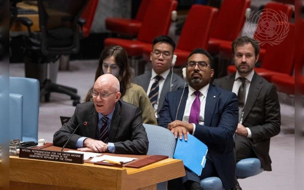 James Swan, Special Representative of the United Nations Secretary-General for the Democratic Republic of the Congo, briefs the UN Security Council meeting on the situation concerning the Democratic Republic of the Congo.