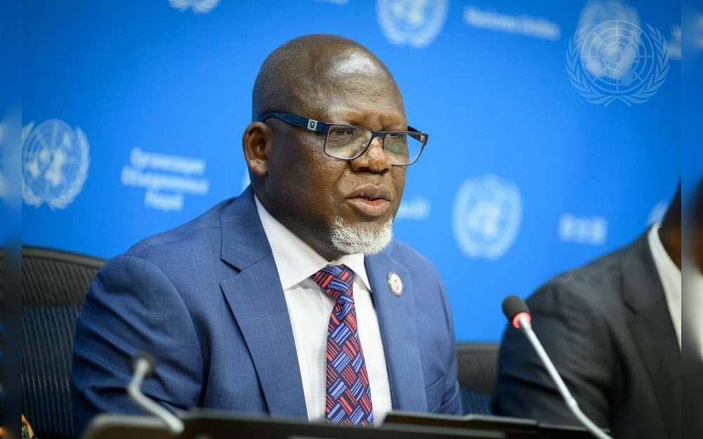 Zenon Ngay Mukongo, Permanent Representative of the Democratic Republic of the Congo to the United Nations and President of the UN Security Council for the month of July, briefs reporters on the programme of work for the month.