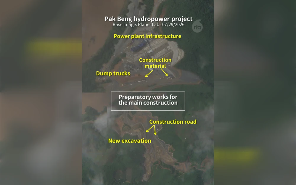 Construction is underway on Laos’ latest large-scale Mekong River dam, satellite imagery analyzed by Radio Free Asia shows. Experts told RFA that the Pak Beng hydropower project will be like the other mainstream Mekong River dams, with Vientiane hopeful that sacrificing riparian ecosystems and relocating nearby villages will be worth the expected benefits to the economy.