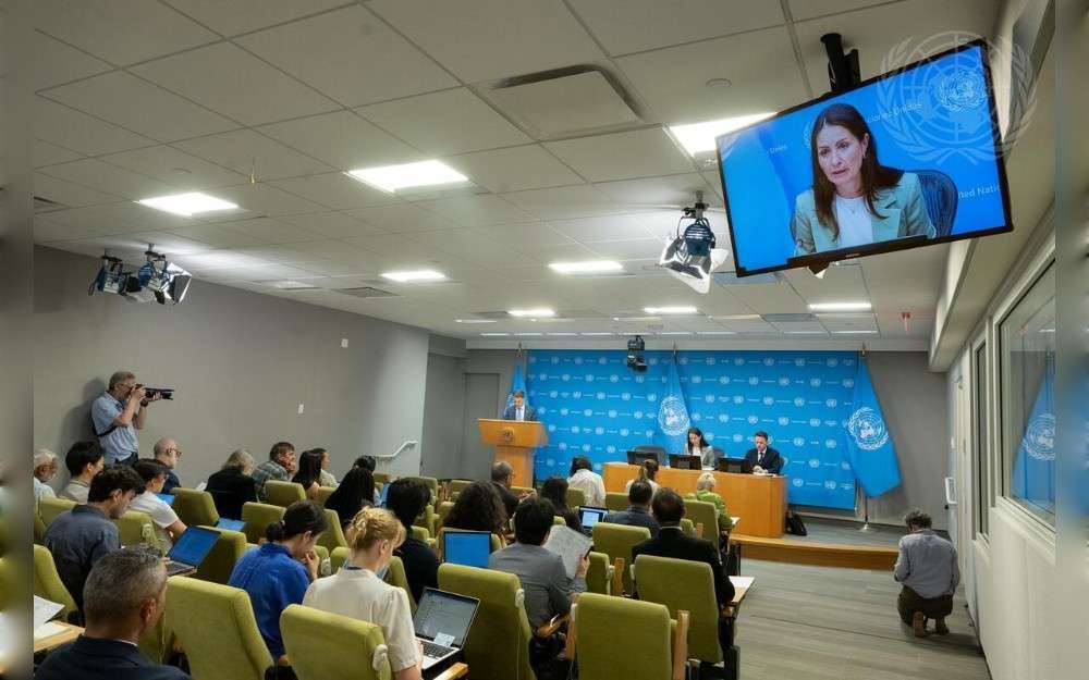 Christina Markus Lassen, Permanent Representative of Denmark to the United Nations and President of the UN Security Council for the month of March, briefs reporters on the programme of work of the security council.