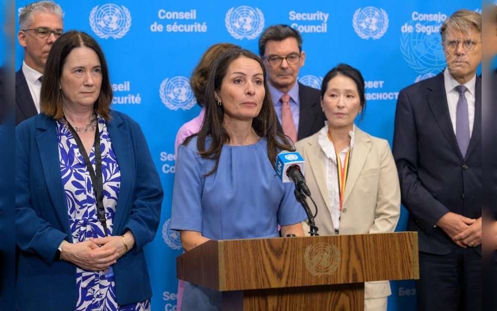 Christina Markus Lassen, Permanent Representative of Denmark to the United Nations and President of the UN Security Council for the month of August, briefs reporters on “Five Years since the Taliban Takeover of Afghanistan”.