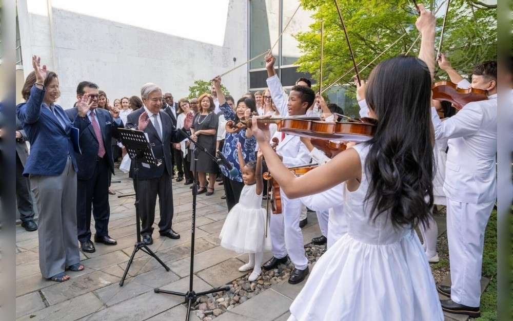 A view of the United Nations Peace Bell Ceremony on the occasion of International Day of Peace (21 September).