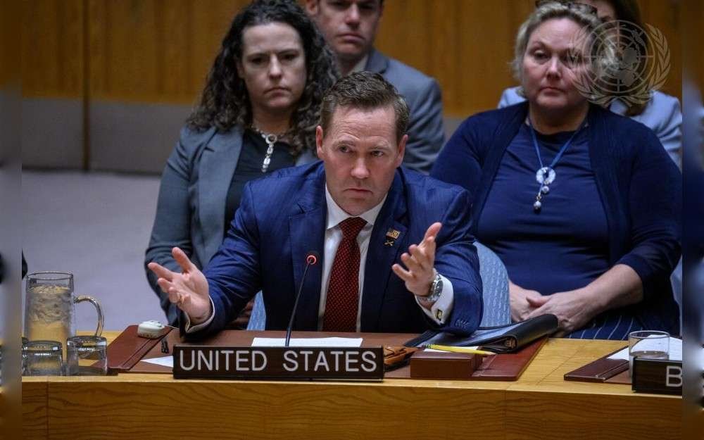 Michael G. Waltz, Permanent Representative of the United States of America to the United Nations, addresses the UN Security Council meeting on threats to international peace and security caused by terrorist acts.