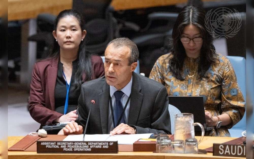 Khaled Khiari, Assistant Secretary-General for Middle East, Europe, the Americas, Asia and the Pacific, Departments of Political and Peacebuilding Affairs and Peace Operations, briefs the United Nations Security Council meeting on the situation in the Middle East (Yemen).