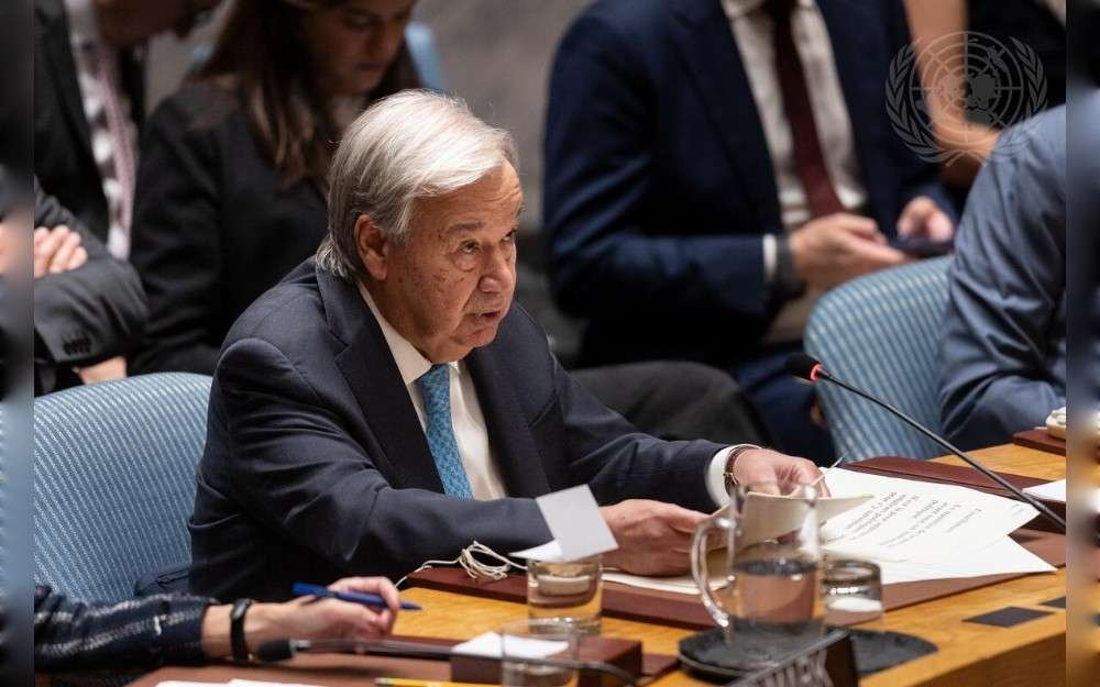 United Nations Secretary-General António Guterres addresses the UN Security Council meeting on United Nations peacekeeping operations. The Council heard a Report of the UN Secretary-General on the review on the future of all forms of United Nations peace operations.