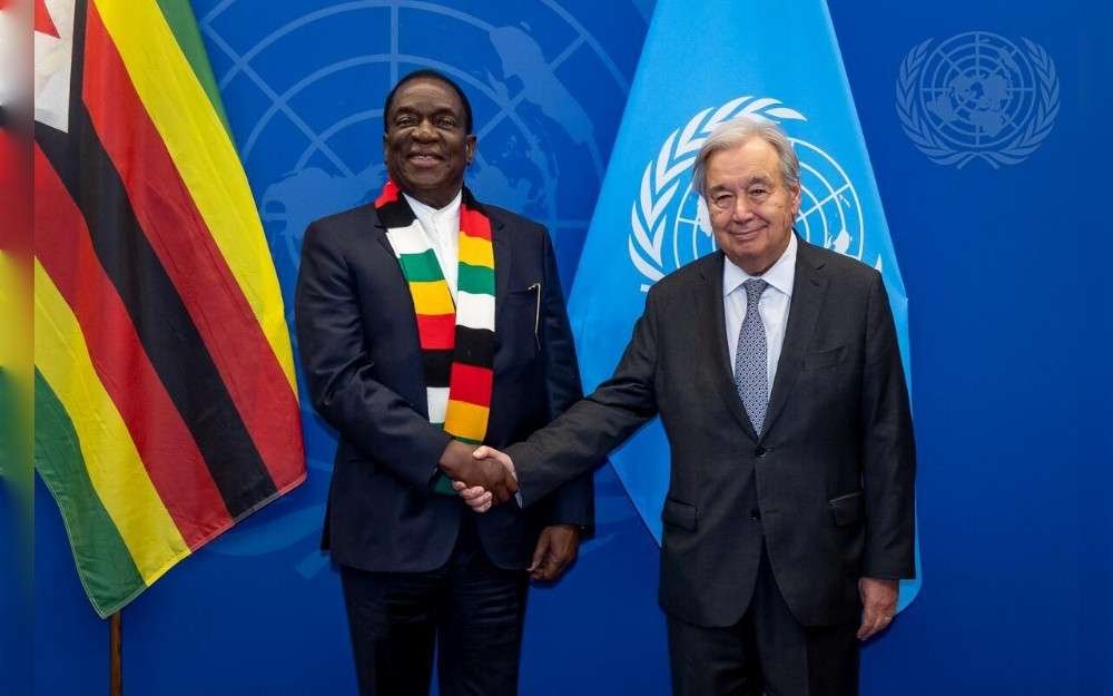 United Nations Secretary-General António Guterres meets with Emmerson Dambudzo Mnangagwa, President of the Republic of Zimbabwe at UN Headquarters in New York.