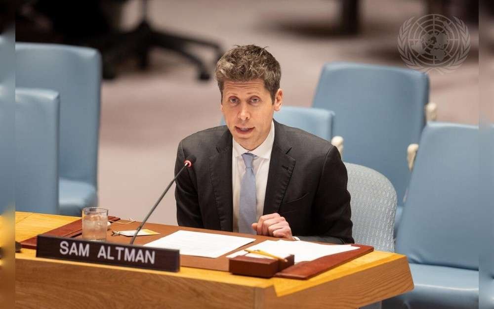 Sam Altman, Chief Executive Officer of OpenAI, briefs the United Nations Security Council meeting on Artificial intelligence and international security, under the agenda item maintenance of international peace and security, under the agenda item maintenance of International peace and security.
