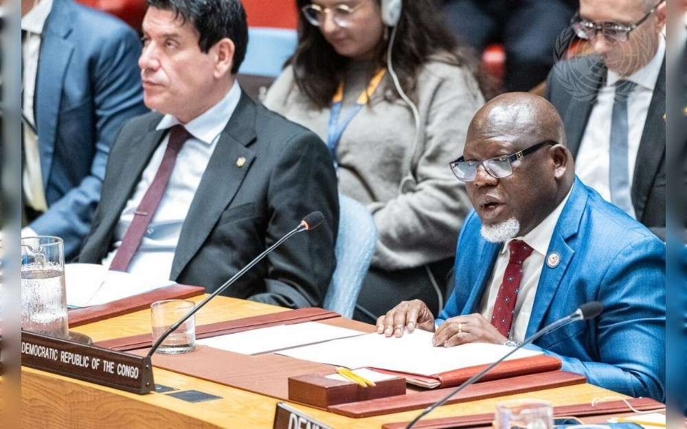 Zenon Ngay Mukongo, Permanent Representative of the Democratic Republic of the Congo to the United Nations, addresses the UN Security Council meeting on the situation concerning the Democratic Republic of the Congo.
