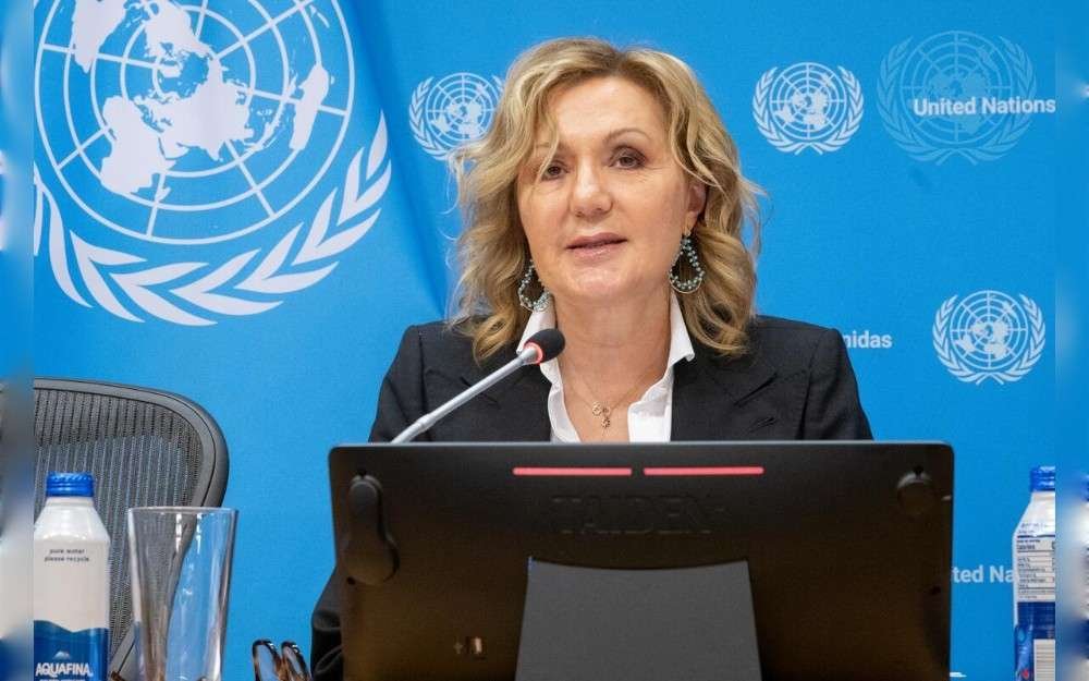 Aglaia Balta, Permanent Representative of Greece to the United Nations and President of the UN Security Council for the month of October, briefs reporters on the programme of work of the Security Council for the month of October.
