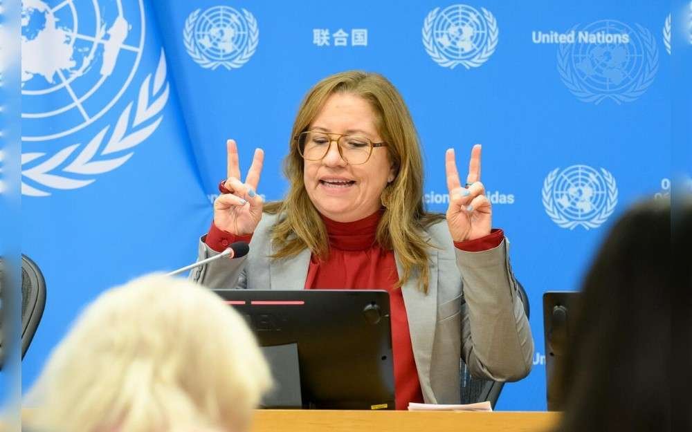 Paula Gaviria Betancur, Special Rapporteur on the human rights of internally displaced persons, briefs reporters.