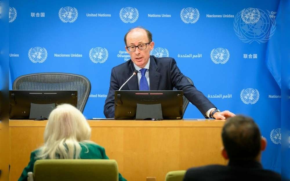 Ben Saul, Special Rapporteur on the promotion and protection of human rights and fundamental freedoms while countering terrorism, briefs reporters.